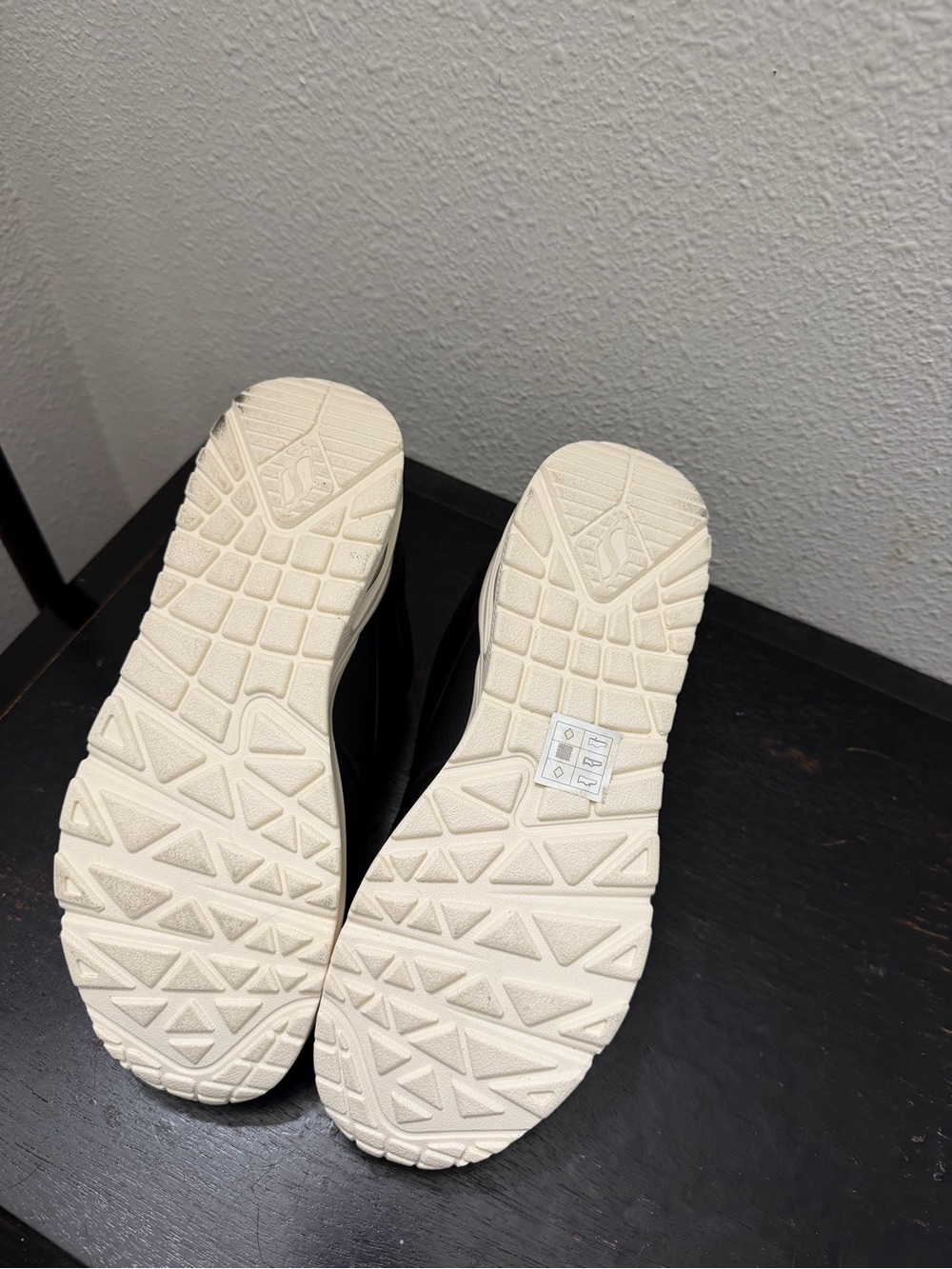 Skechers Black and Cream Platform Air-Cushion Ankle Sneakers - Picture 5 of 5